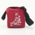 Bag polyester, red, Flower, Velcro, 17x18x10 with shoulder strap, Logo