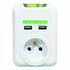 Cordless power surge protection, 1 socket, white, Logo, 2x USB