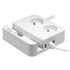 Power surge protector, 2 outlets, white, Logo, 3x USB, with stand for mobile, tablet